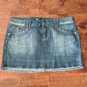 Dark Blue Washed Out Denim Skirt